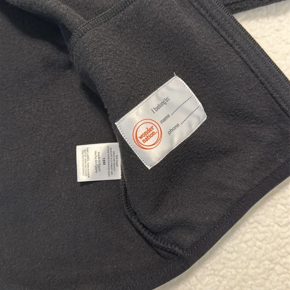 Wonder Nation Toddler Boys Microfleece Jacket Black Zip Up Fleece